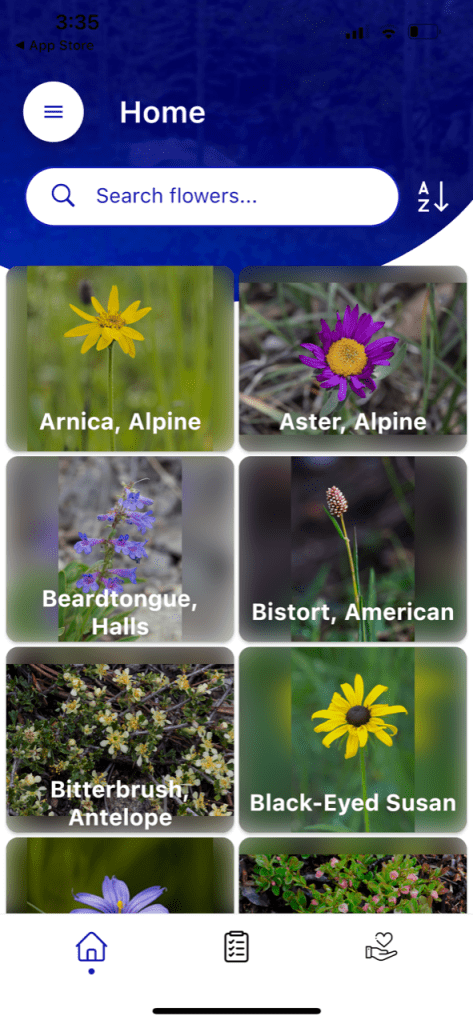 Betty Ford Alpine Gardens: Alpine Wildflowers Finder App Screen