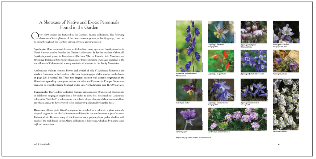 On The Roof of the Rocky Mountains - book spread - Betty Ford Alpine Gardens