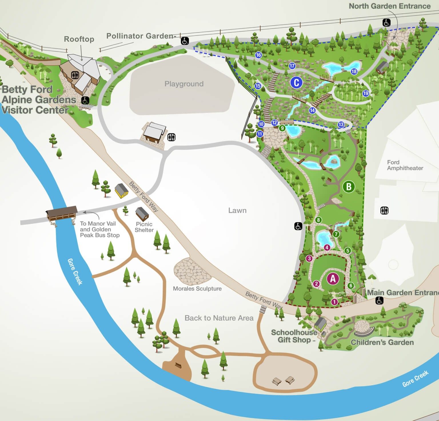 Betty Ford Gardens Map