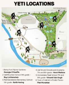 Map of the Yeti Fords at Betty Ford Alpine Gardens
