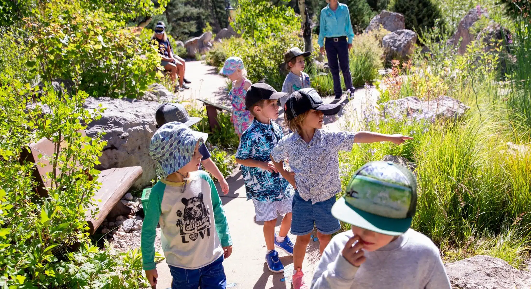 Children exploring the gardens at Betty Ford Alpine Gardens