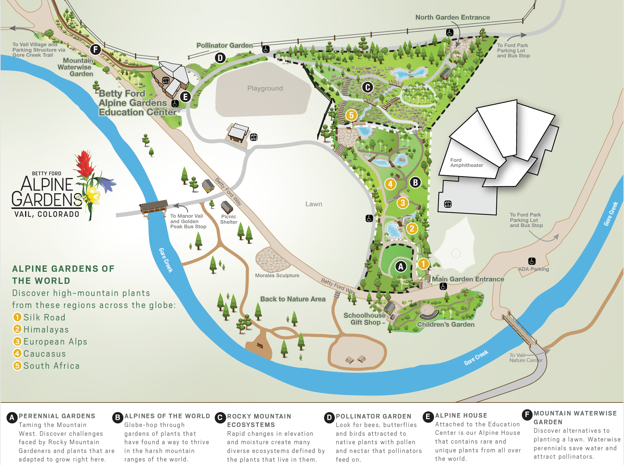 Map of the Betty Ford Alpine Gardens in Vail, Colorado