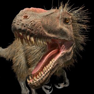 feathered dinosaur roaring